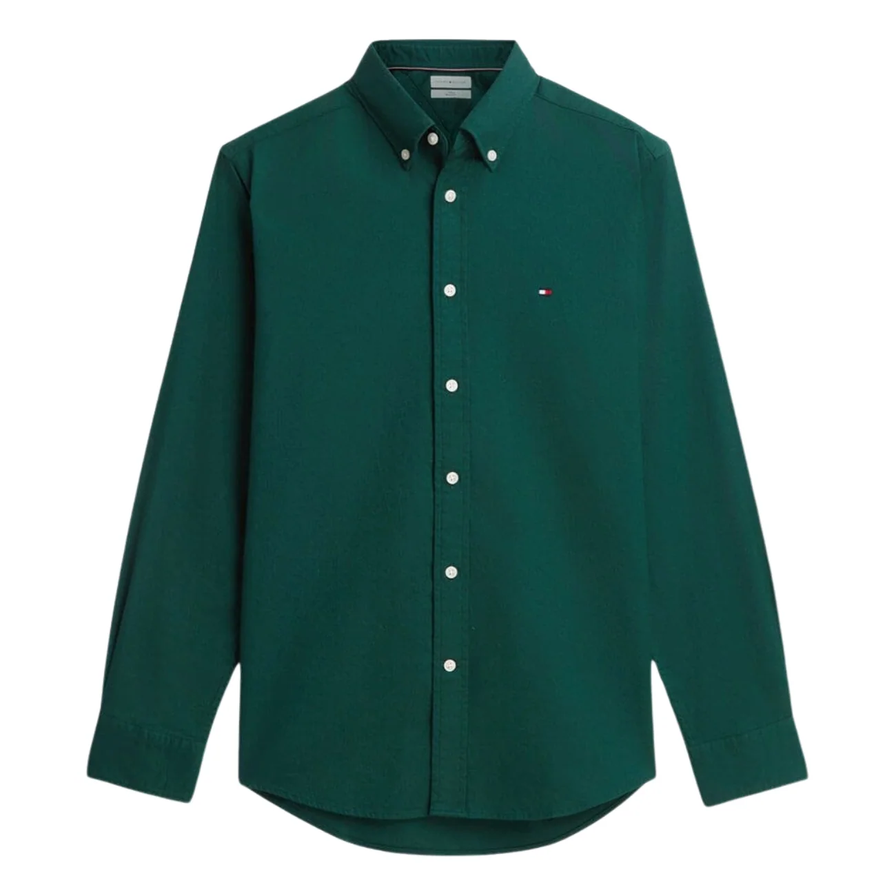 Tommy Hilfiger Flex Flannel Solid Coloured Shirt - Green - L
