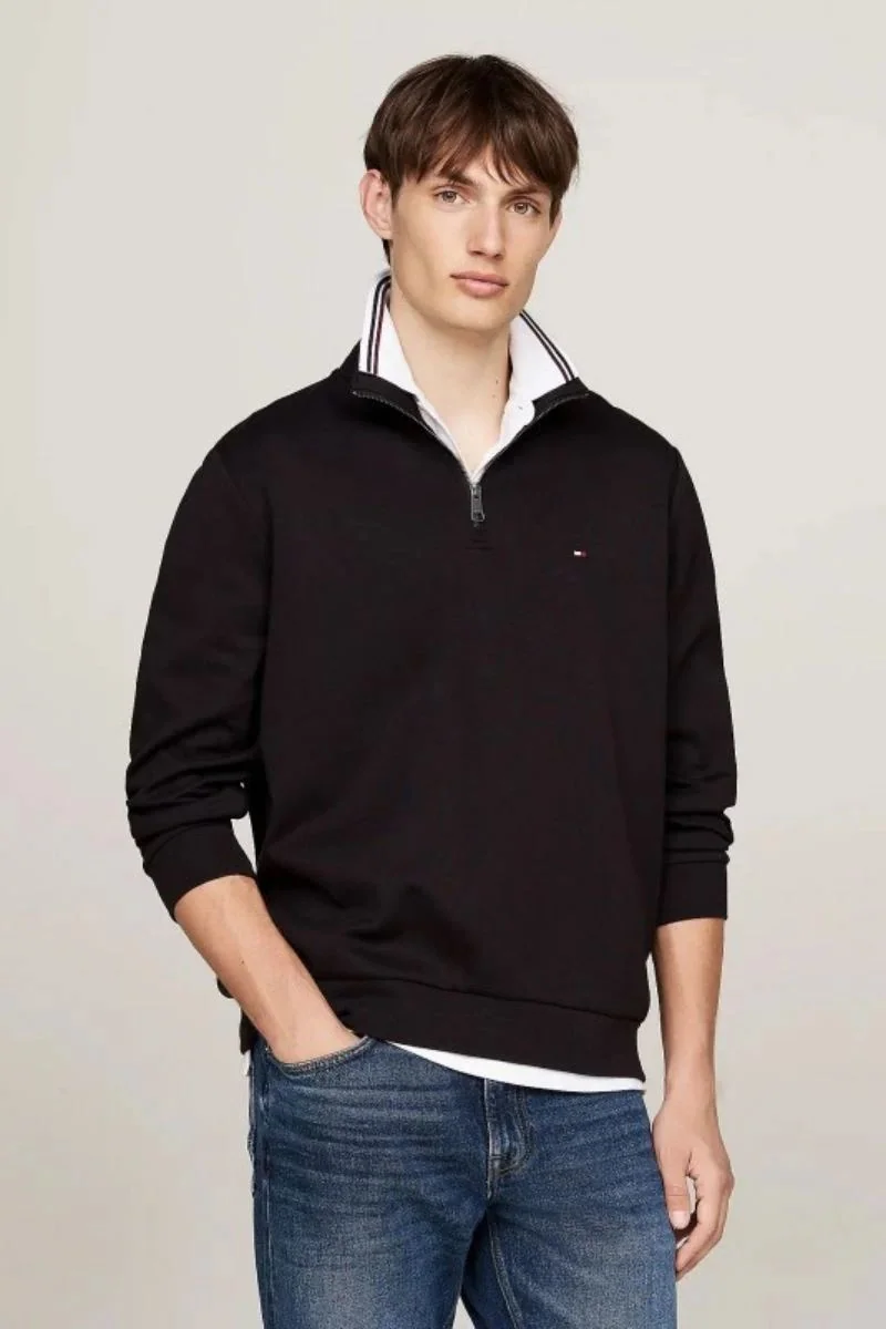 Tommy Hilfiger Essential Intechno Quarter-Zip Sweatshirt - Black - XL