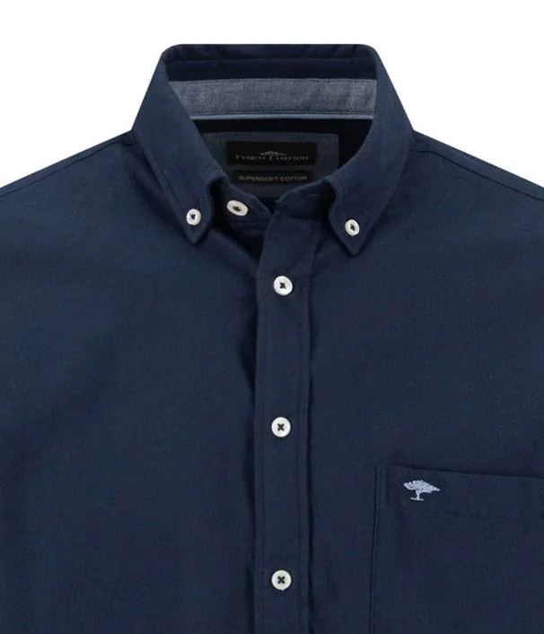 Fynch Hatton Premium Flannel B.D. Shirt - Navy - M