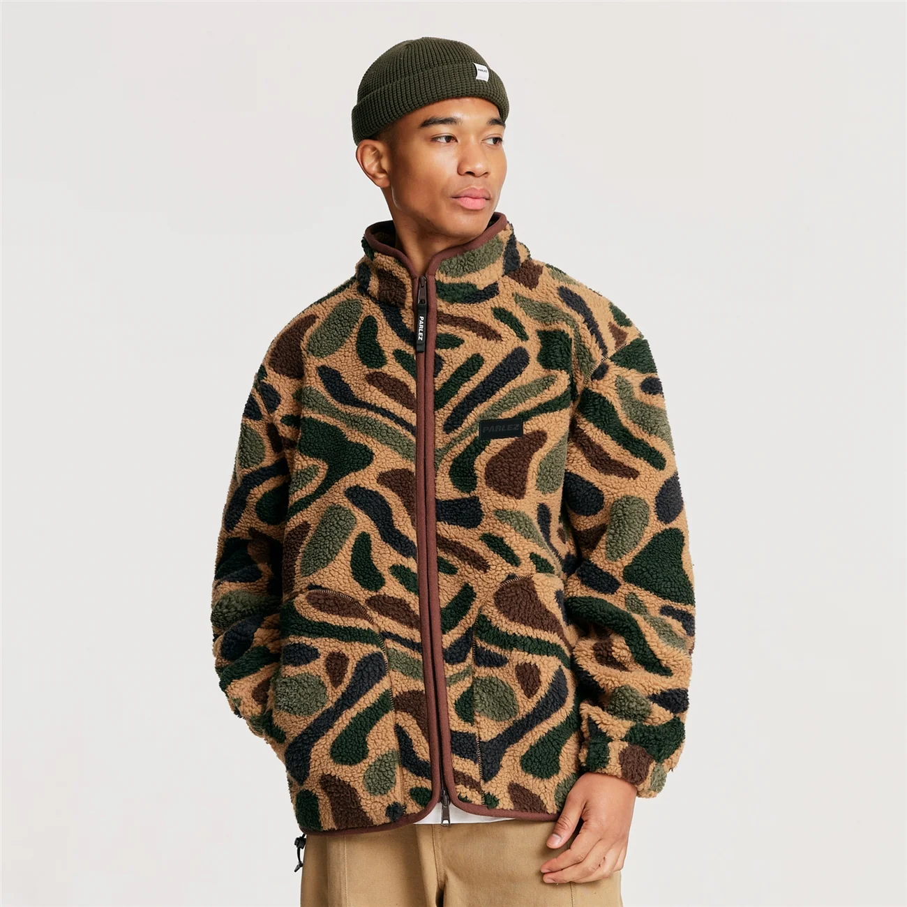 Parlez Hedgeman Zip Thru Camo Fleece - Brown - S