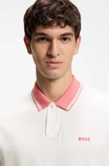 Boss Pe Blocks Cotton-jersey Polo Shirt - White - M