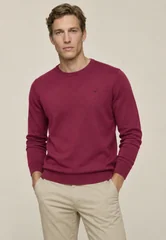 Fynch Hatton Fine Knit Cotton Crewneck Sweater - Pink - M