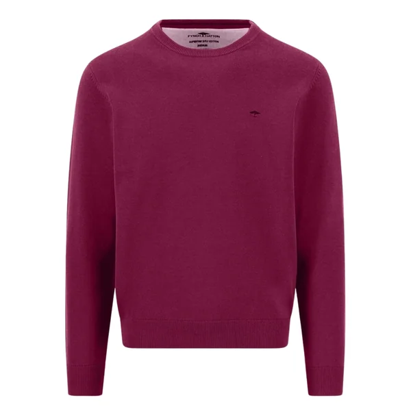 Fynch Hatton Fine Knit Cotton Crewneck Sweater - Pink - M