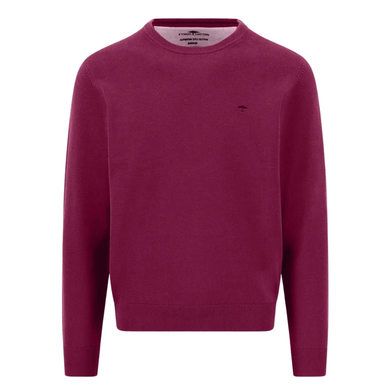 Fynch Hatton Fine Knit Cotton Crewneck Sweater - Pink - M