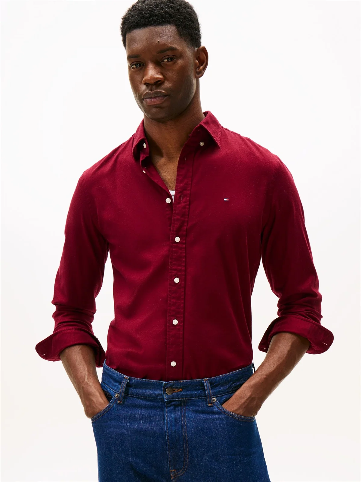 Tommy Hilfiger Flex Regular Fit Flannel Shirt - Wine - L