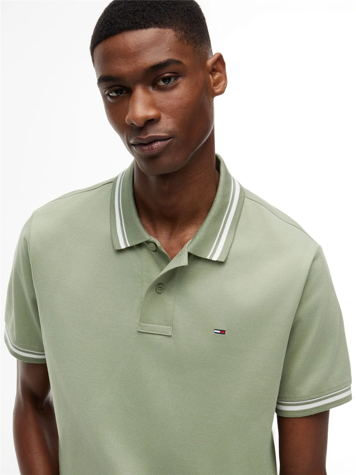 Tommy Jeans Regular Fit Tipped Polo Shirt - Green - M