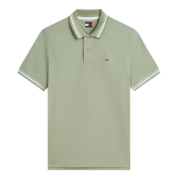 Tommy Jeans Regular Fit Tipped Polo Shirt - Green - M