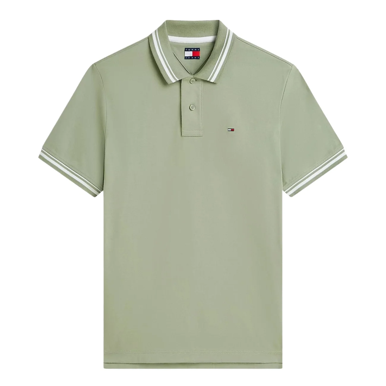 Tommy Jeans Regular Fit Tipped Polo Shirt - Green - M