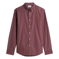 Tommy Hilfiger Flex Hairline Poplin Flex Shirt - Wine - L