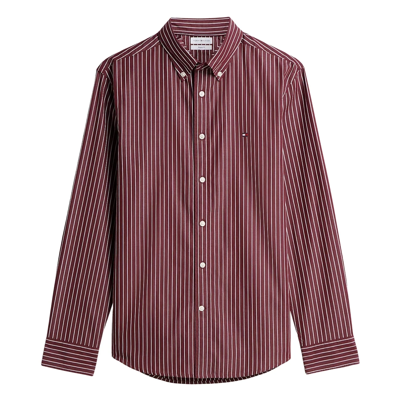 Tommy Hilfiger Flex Hairline Poplin Flex Shirt - Wine - L