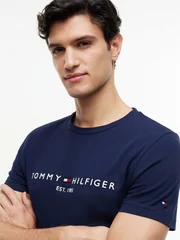 Tommy Hilfiger Linear Logo Embroidery T-Shirt - Navy - XL