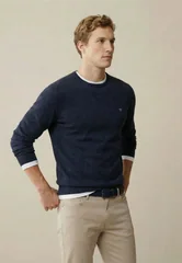 Fynch Hatton Fine Knit Crew Neck Sweater - Navy - M