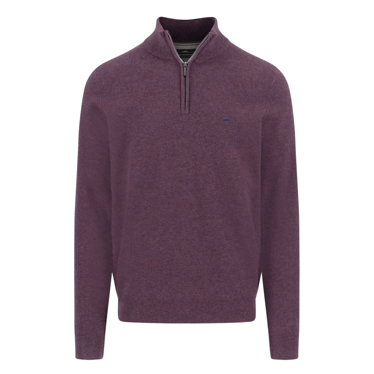 Fynch Hatton Cotton Troyer-Zip Structure Sweater - Purple - M