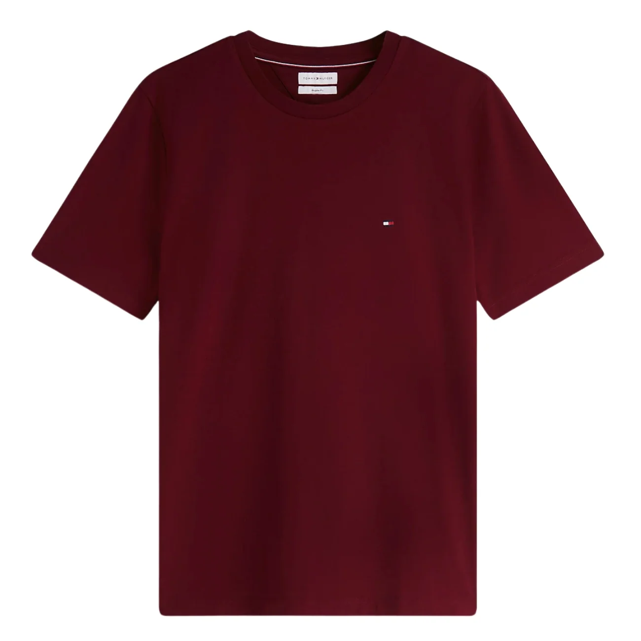 Tommy Hilfiger Flag Embroidery Crew Neck T-Shirt - Burgundy Wine - XS