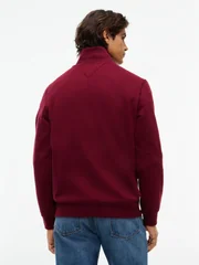 Tommy Hilfiger Essential Fleece 1/4 Zip Sweatshirt - Wine - L