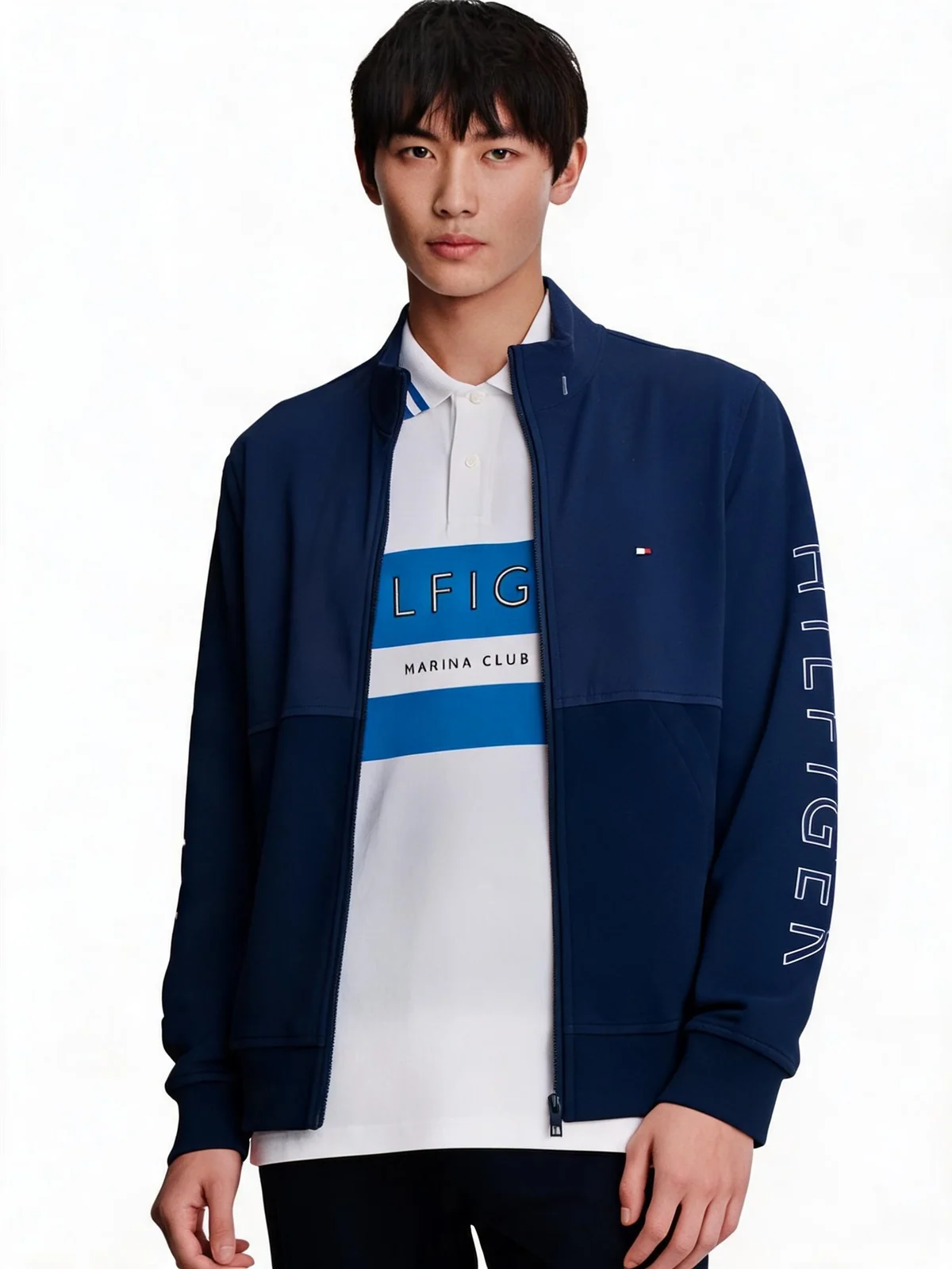 Tommy Hilfiger Performance Graphic Full Zip Jacket - Navy - L