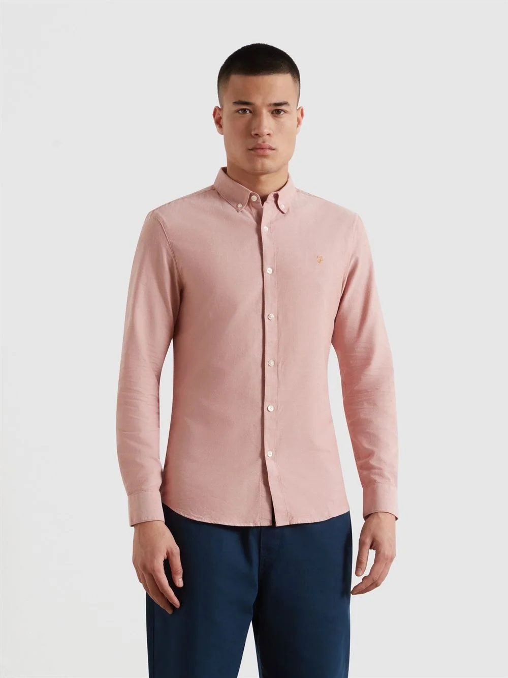 Farah Brewer Slim Fit Shirt - Coral Pink - M