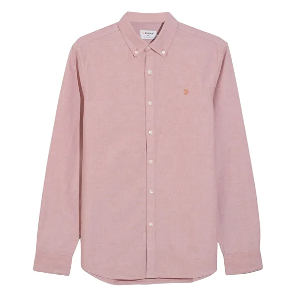 Farah Brewer Slim Fit Shirt - Coral Pink - M