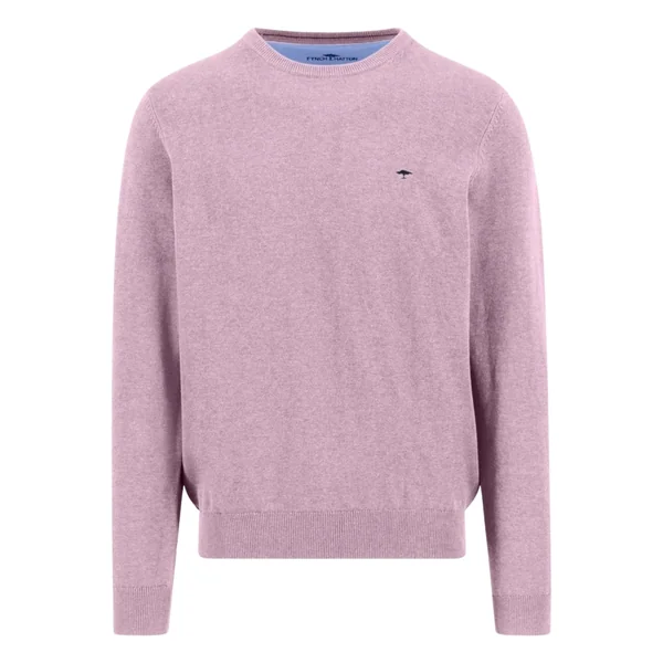 Fynch Hatton Fine Knit Cotton Crewneck Sweater - Magnolia - 2XL