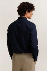 Bugatti Casual Long Sleeve Plain Shirt- Navy - L
