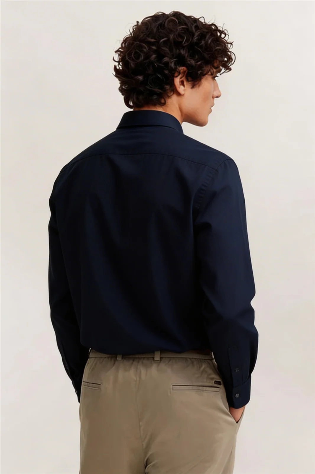 Bugatti Casual Long Sleeve Plain Shirt- Navy - L
