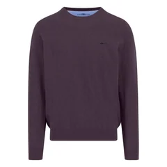 Fynch Hatton Fine Knit Cotton Crewneck Sweater - Purple - XL
