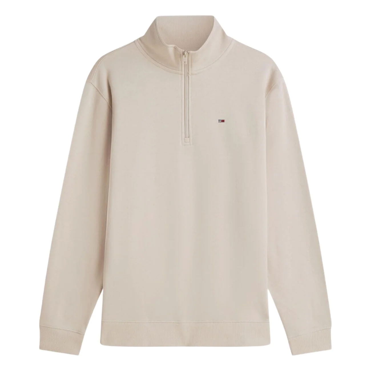 Tommy Jeans Flag Fleece Quarter-Zip Sweatshirt - Beige - XL