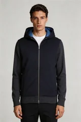 Boss P-Heflo Knitted Hooded Jacket - Navy - M