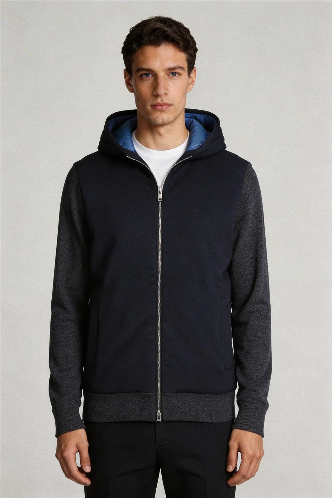 Boss P-Heflo Knitted Hooded Jacket - Navy - M