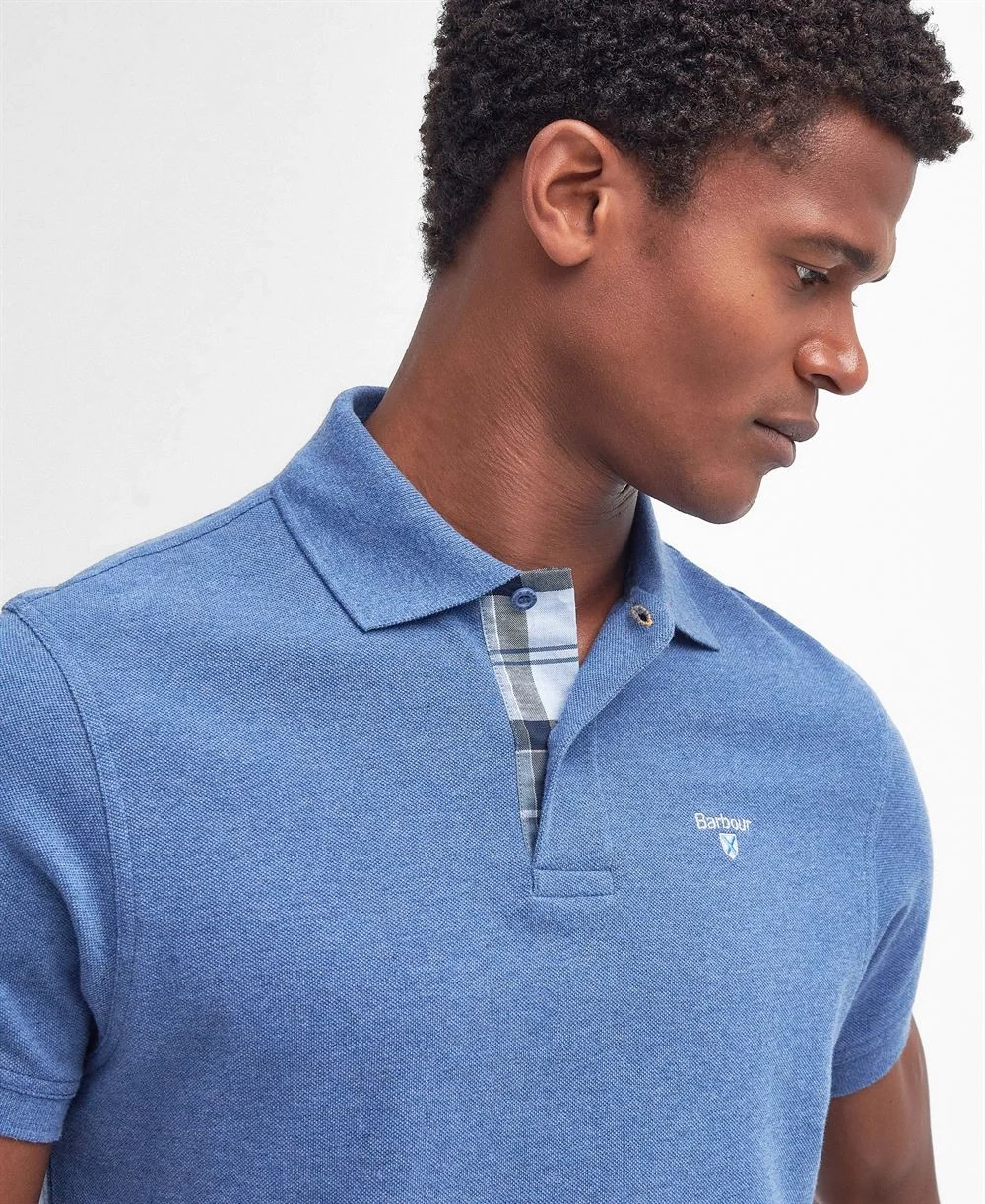 Barbour Tartan Pique Polo Shirt - Dark Blue - L