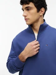 Tommy Jeans Flag Fleece Quarter-Zip Sweatshirt - Blue - XL