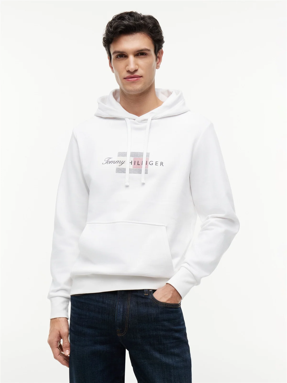 Tommy Hilfiger Script Flag Hoodie - White - XL