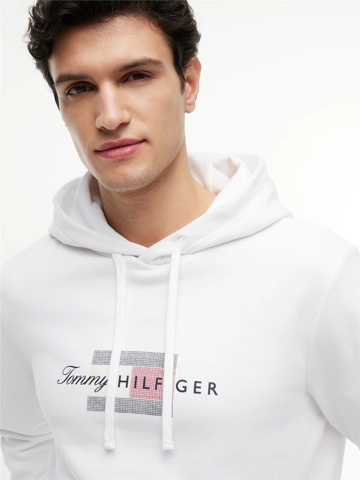 Tommy Hilfiger Script Flag Hoodie - White - XL