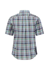 Fynch Hatton Colorful Madras Check Short Sleeve Shirt - Navy - M