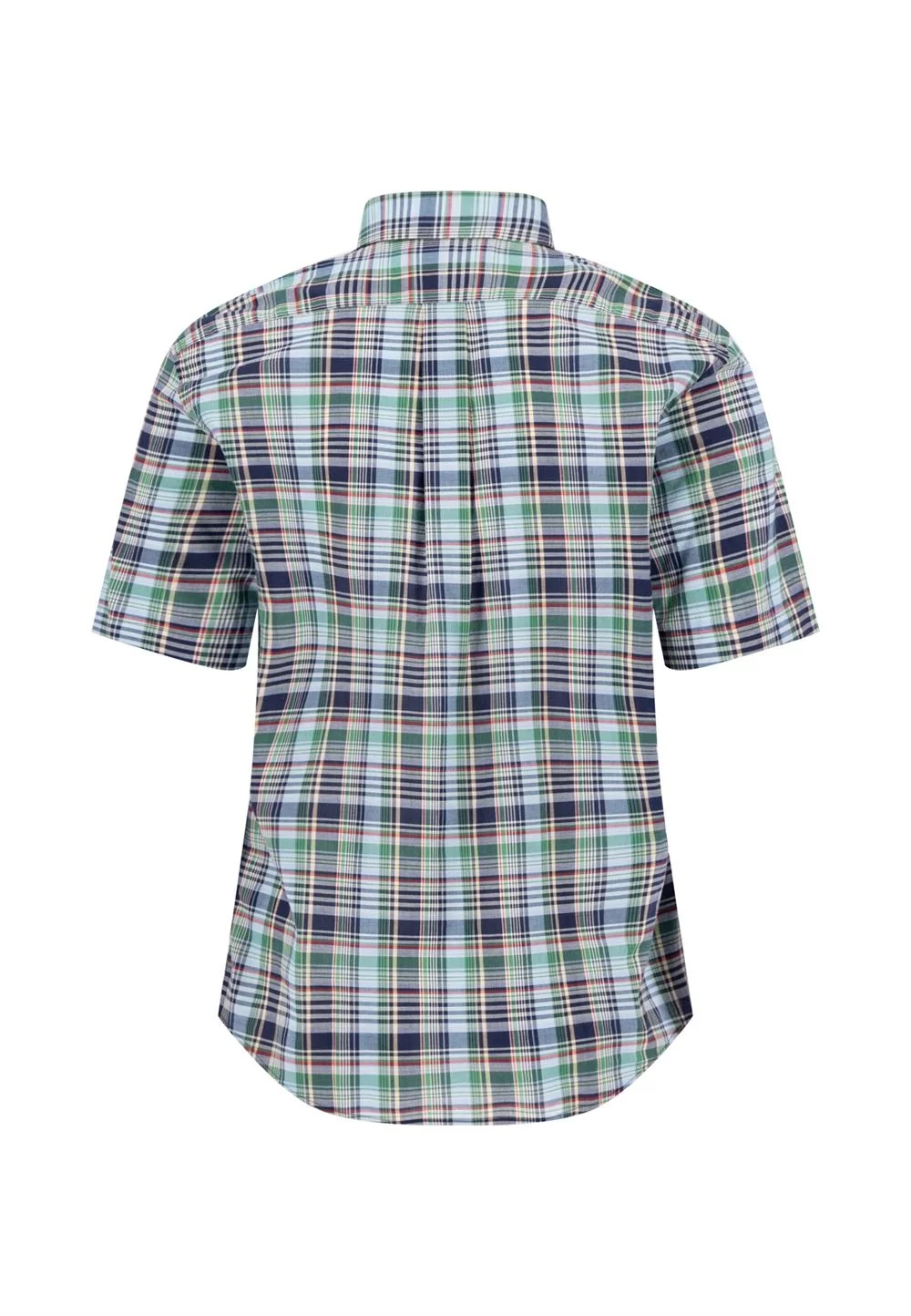 Fynch Hatton Colorful Madras Check Short Sleeve Shirt - Navy - M