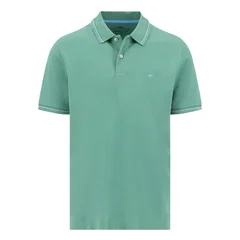 Fynch Hatton Contrast Tipping Polo Shirt - Aqua Green - M