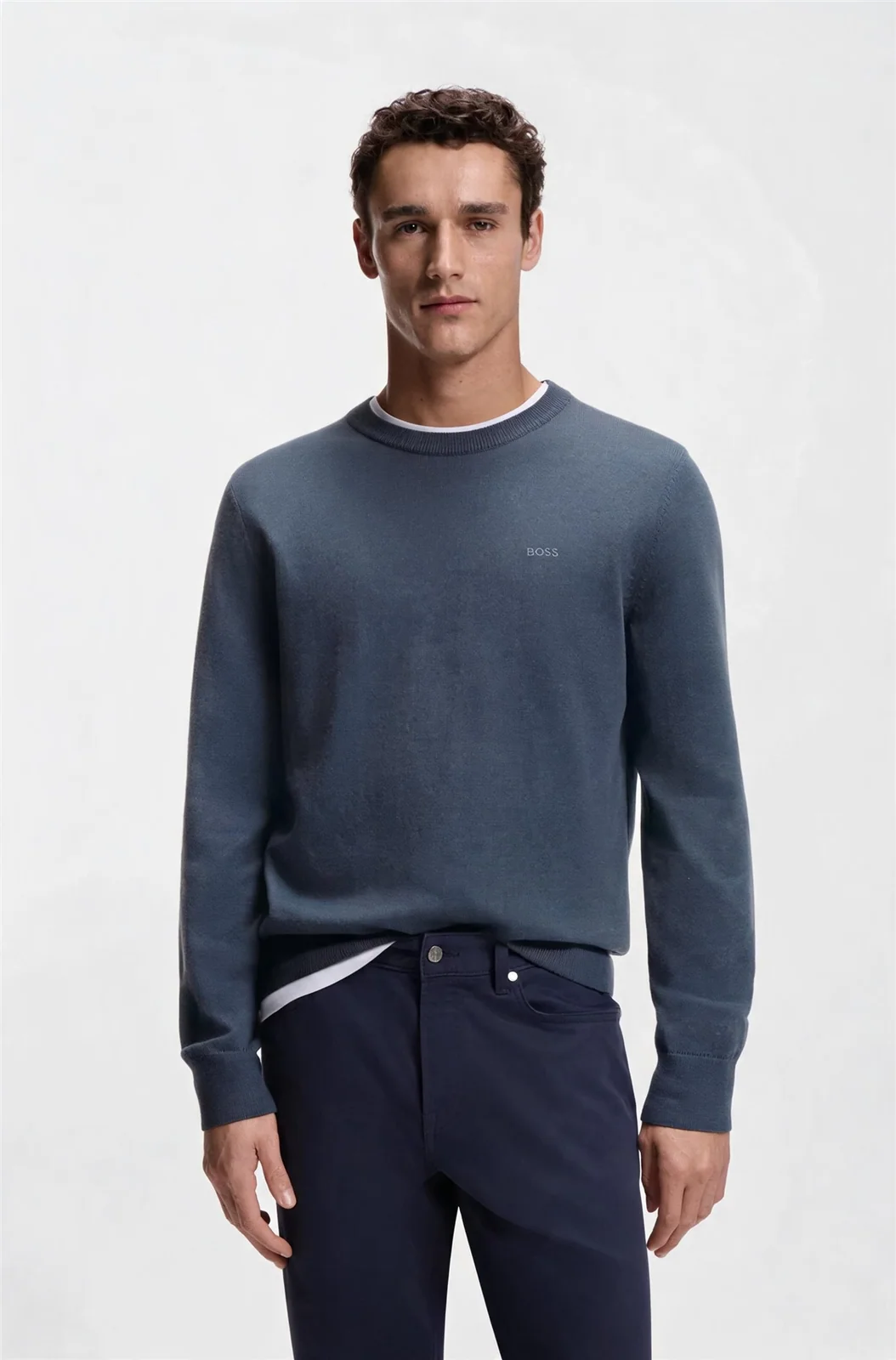 Boss Upacas-L Cotton Sweater - Blue - 2XL