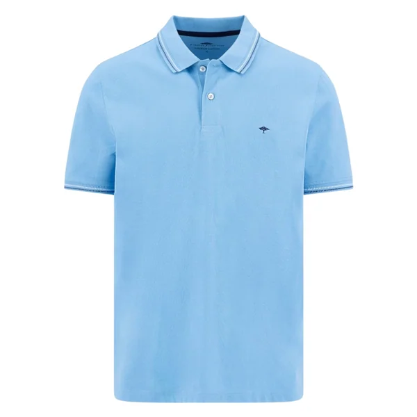 Fynch Hatton Contrast Tipping Polo Shirt - Breeze Blue - L