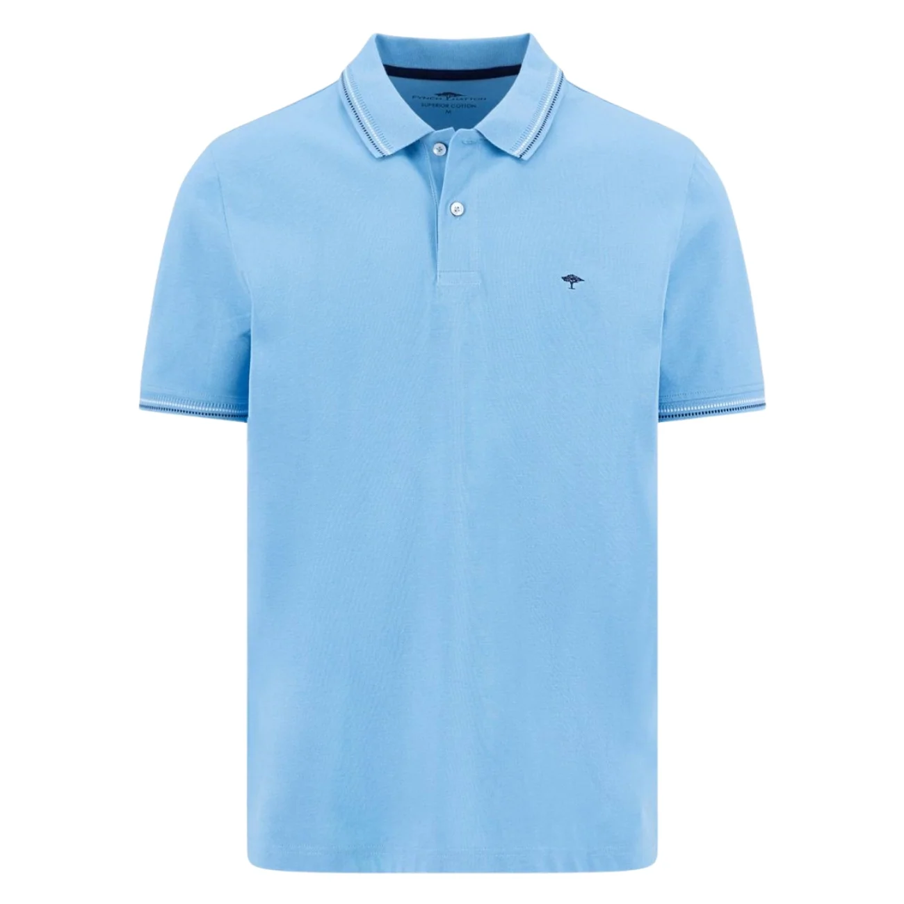 Fynch Hatton Contrast Tipping Polo Shirt - Breeze Blue - L