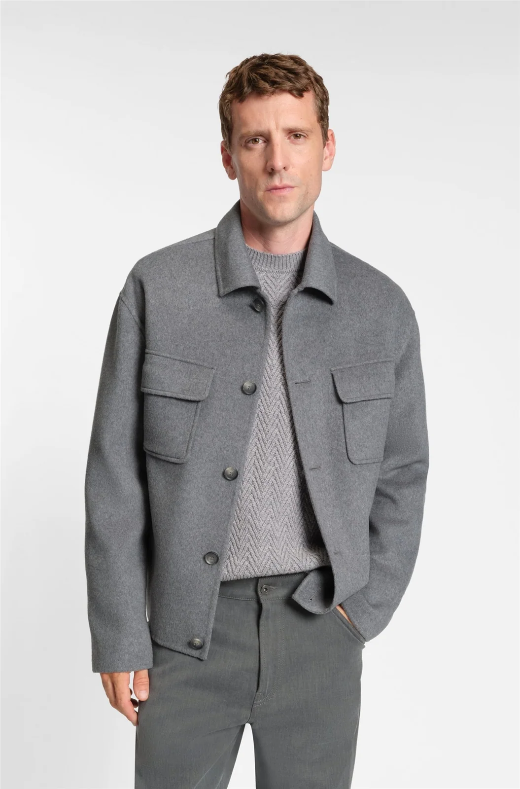 Boss C-Caden-Wool Overshirt Jacket - Grey - 44
