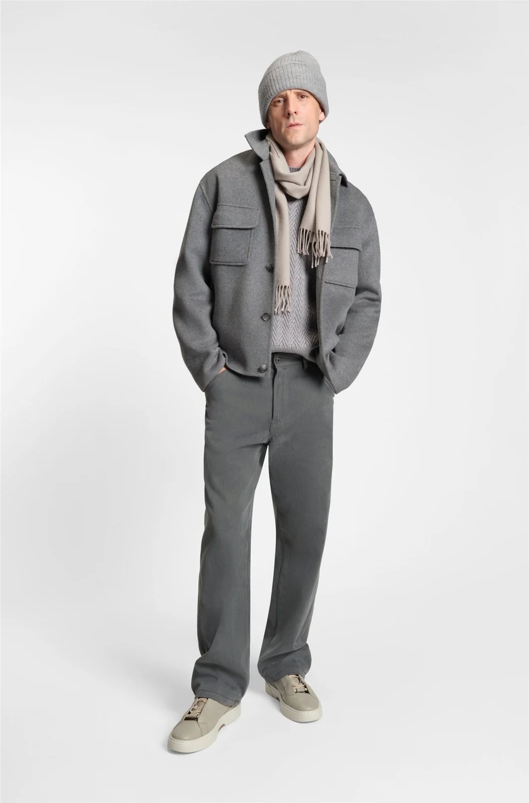 Boss C-Caden-Wool Overshirt Jacket - Grey - 44