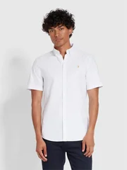 Farah Brewer Short Sleeve Oxford Shirt - White - S