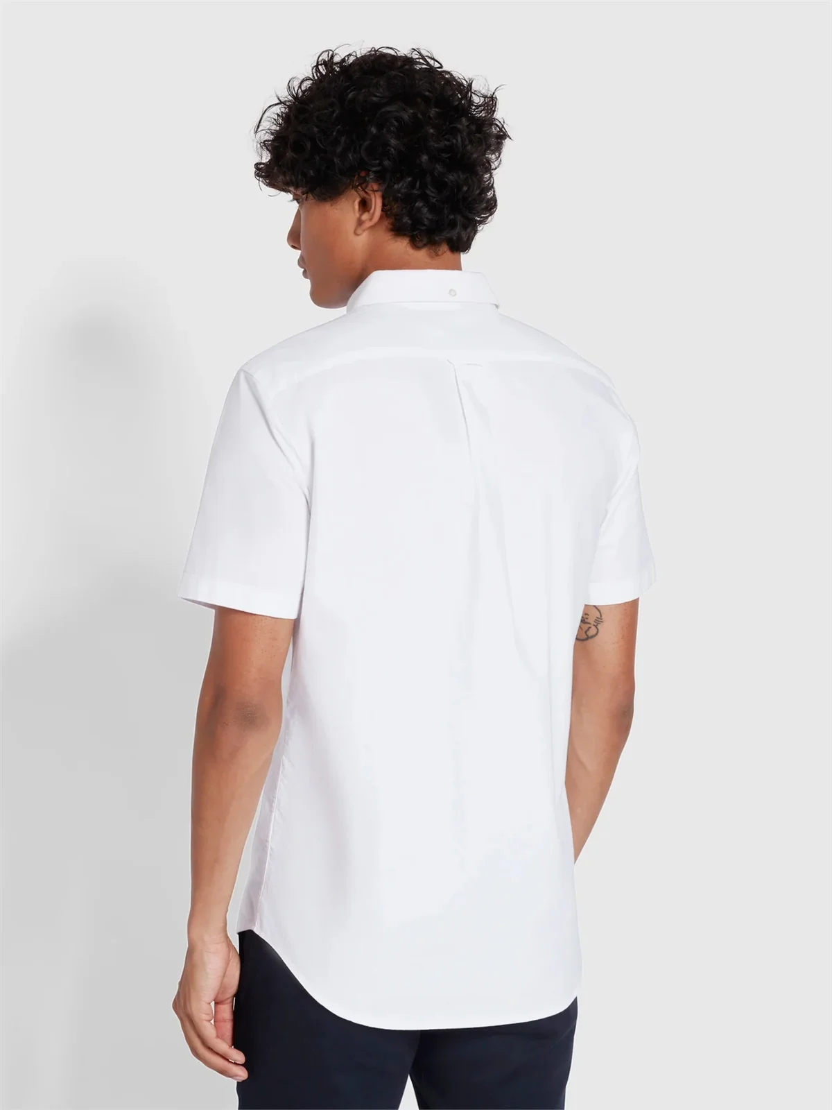 Farah Brewer Short Sleeve Oxford Shirt - White - S
