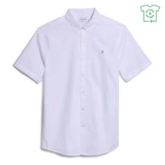 Farah Brewer Short Sleeve Oxford Shirt - White - S