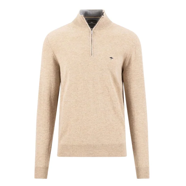 Fynch Hatton Troyer Zip Merino Cashmere - Beige - L