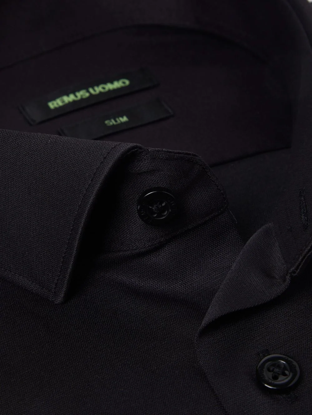 Remus Uomo Kirk Slim Fit Formal Shirt - Black - 16