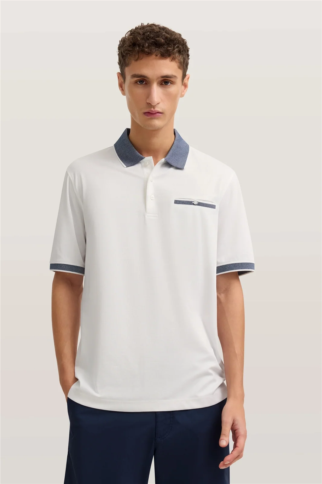 Bugatti Modern Polo Shirt with Breast Pocket - White - L
