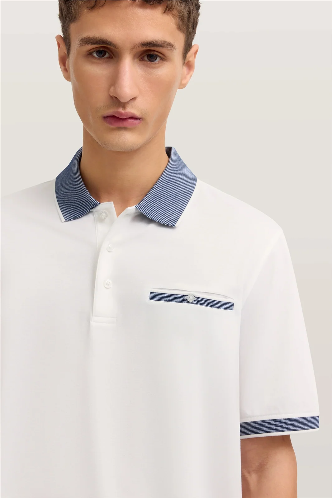 Bugatti Modern Polo Shirt with Breast Pocket - White - L