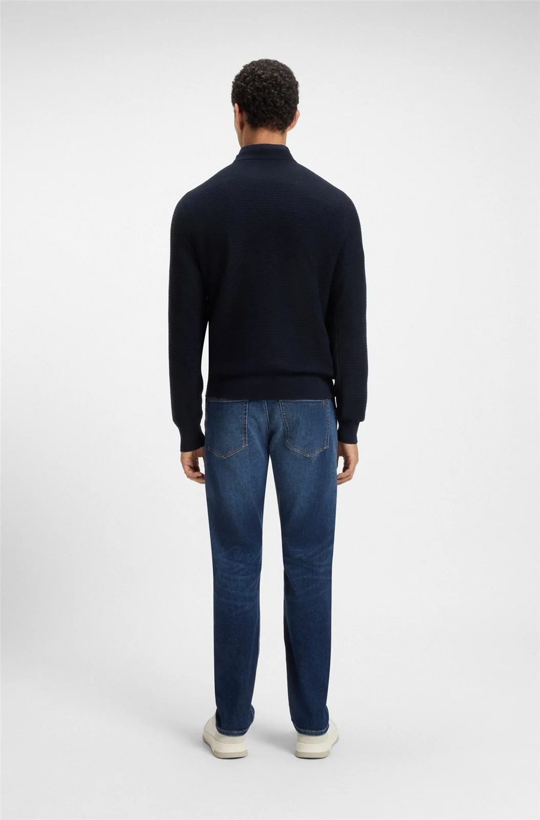 Boss Structured Sweater with Cashmere - Navy - XL