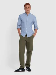 Farah Brewer Slim Fit Organic Cotton Oxford Shirt - Dusk Blue - S